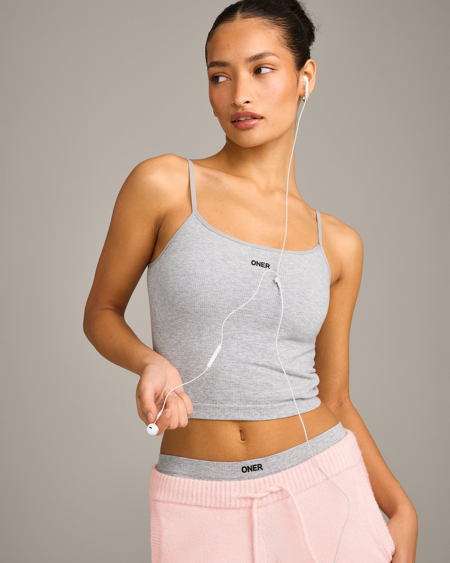 Seamless Strappy Vest | Grey Marl