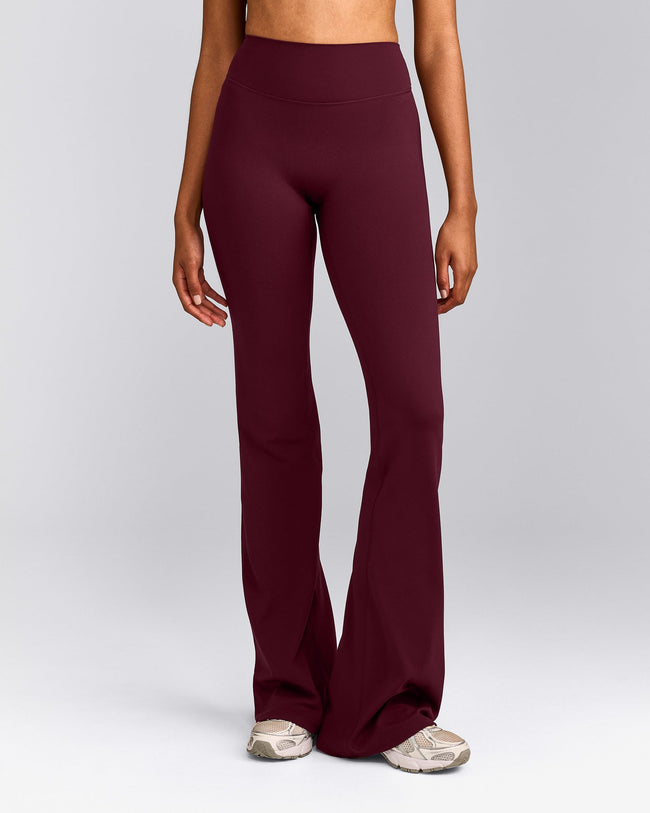 SoftMotion™ Flared Trousers with Grey Logo | Cherry Lacquer Purple