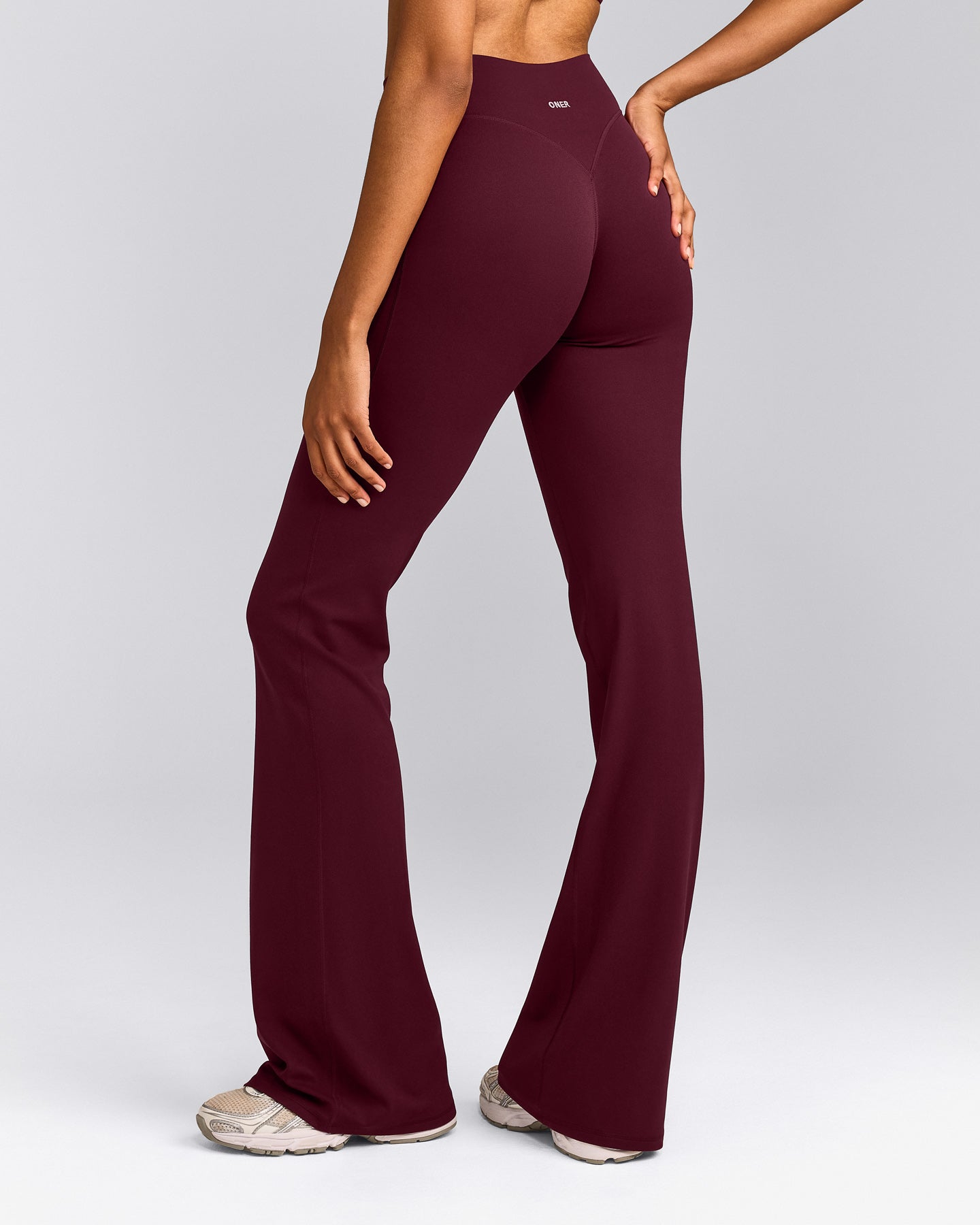 SoftMotion™ Flared Trousers with Grey Logo | Cherry Lacquer Purple