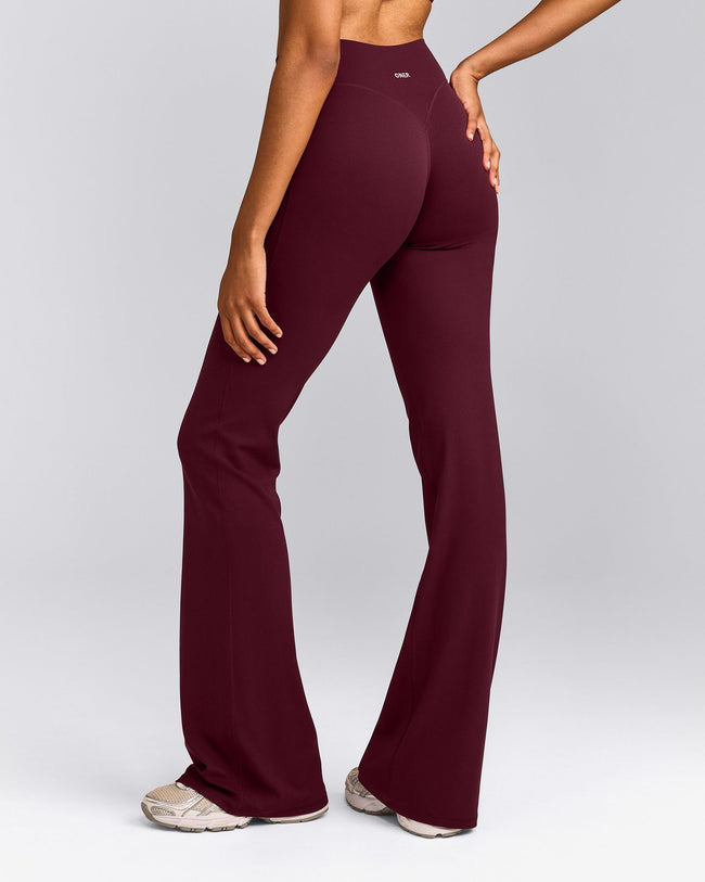 SoftMotion™ Flared Trousers with Grey Logo | Cherry Lacquer Purple