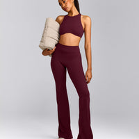 SoftMotion™ Flared Trousers with Grey Logo | Cherry Lacquer Purple