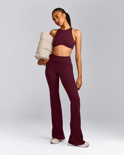 SoftMotion™ Flared Trousers with Grey Logo | Cherry Lacquer Purple