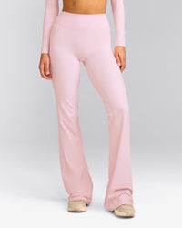 SoftMotion™ Flared Trousers with Grey Logo | Soft Girl Pink