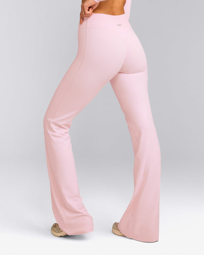 SoftMotion™ Flared Trousers with Grey Logo | Soft Girl Pink