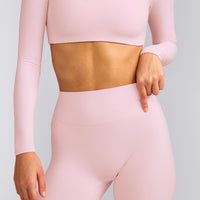 SoftMotion™ Flared Trousers with Grey Logo | Soft Girl Pink