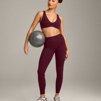 SoftMotion™ High Waisted Leggings with Grey Logo | Cherry Lacquer Purple