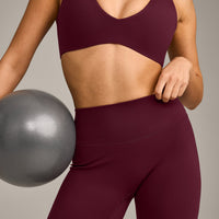 SoftMotion™ High Waisted Leggings with Grey Logo | Cherry Lacquer Purple