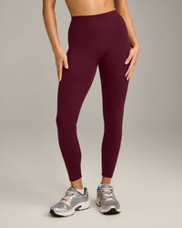SoftMotion™ High Waisted Leggings with Grey Logo | Cherry Lacquer Purple