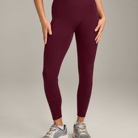 SoftMotion™ High Waisted Leggings with Grey Logo | Cherry Lacquer Purple