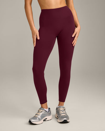 SoftMotion™ High Waisted Leggings with Grey Logo | Cherry Lacquer Purple