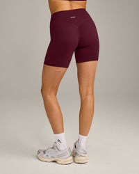 SoftMotion™ High Waisted Shorts 6" with Grey Logo | Cherry Lacquer Purple