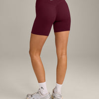 SoftMotion™ High Waisted Shorts 6" with Grey Logo | Cherry Lacquer Purple