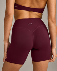 SoftMotion™ High Waisted Shorts 6" with Grey Logo | Cherry Lacquer Purple