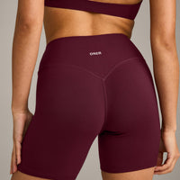 SoftMotion™ High Waisted Shorts 6" with Grey Logo | Cherry Lacquer Purple