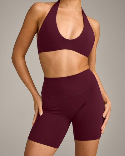 SoftMotion™ High Waisted Shorts 6" with Grey Logo | Cherry Lacquer Purple