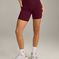 SoftMotion™ High Waisted Shorts 6" with Grey Logo | Cherry Lacquer Purple