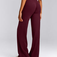 SoftMotion™ Straight Leg Trousers with Grey Logo | Cherry Lacquer Purple