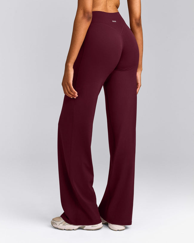 SoftMotion™ Straight Leg Trousers with Grey Logo | Cherry Lacquer Purple
