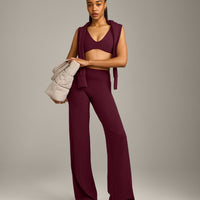 SoftMotion™ Straight Leg Bottoms with Grey Logo | Cherry Lacquer Purple