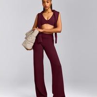 SoftMotion™ Straight Leg Trousers with Grey Logo | Cherry Lacquer Purple