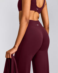 SoftMotion™ Straight Leg Trousers with Grey Logo | Cherry Lacquer Purple
