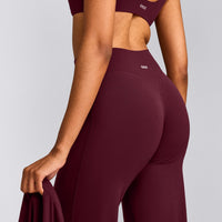 SoftMotion™ Straight Leg Trousers with Grey Logo | Cherry Lacquer Purple