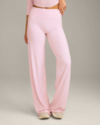 SoftMotion™ Straight Leg Bottoms with Grey Logo | Soft Girl Pink