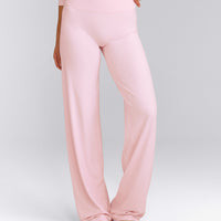 SoftMotion™ Straight Leg Pants with Grey Logo | Soft Girl Pink