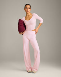 SoftMotion™ Straight Leg Bottoms with Grey Logo | Soft Girl Pink