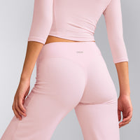 SoftMotion™ Straight Leg Pants with Grey Logo | Soft Girl Pink