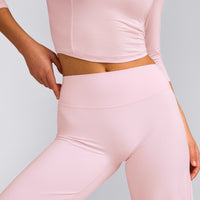 SoftMotion™ Straight Leg Pants with Grey Logo | Soft Girl Pink