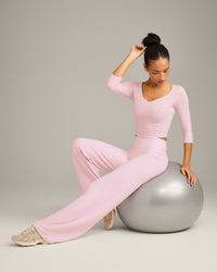 SoftMotion™ Straight Leg Bottoms with Grey Logo | Soft Girl Pink