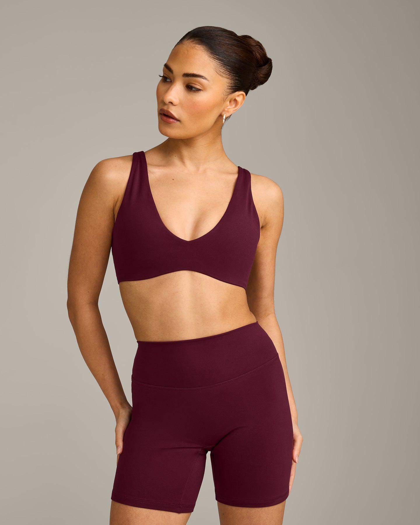 SoftMotion™ Scoop Back Bralette with Grey Logo | Cherry Lacquer Purple
