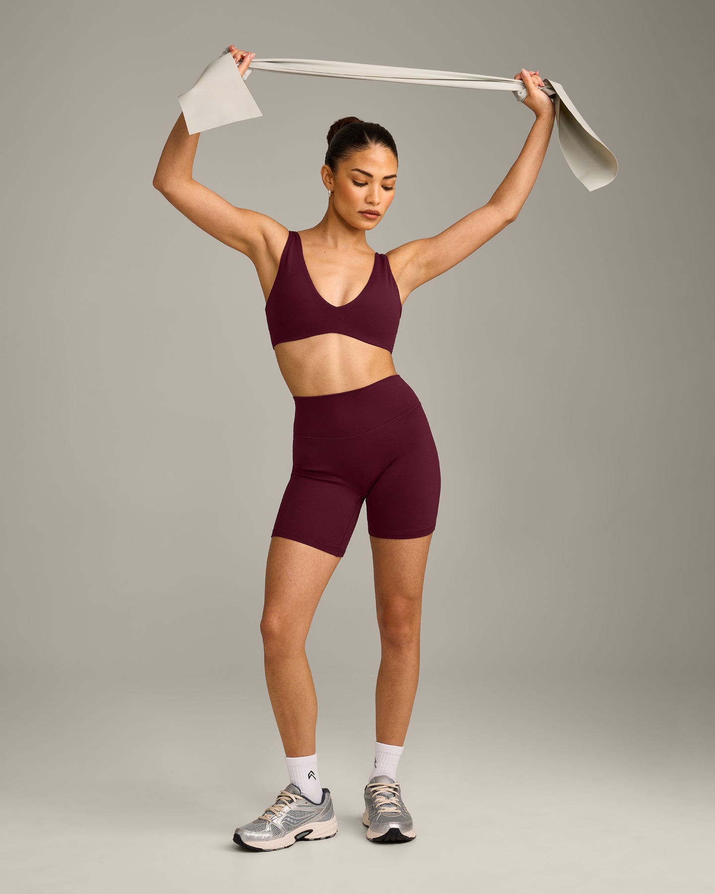 SoftMotion™ Scoop Back Bralette with Grey Logo | Cherry Lacquer Purple