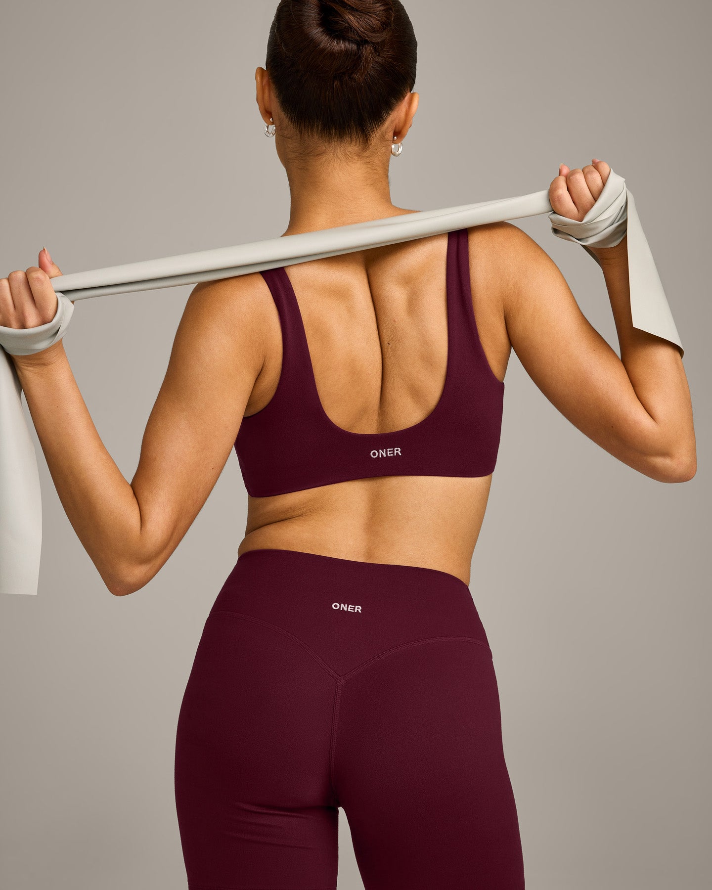 SoftMotion™ Scoop Back Bralette with Grey Logo | Cherry Lacquer Purple