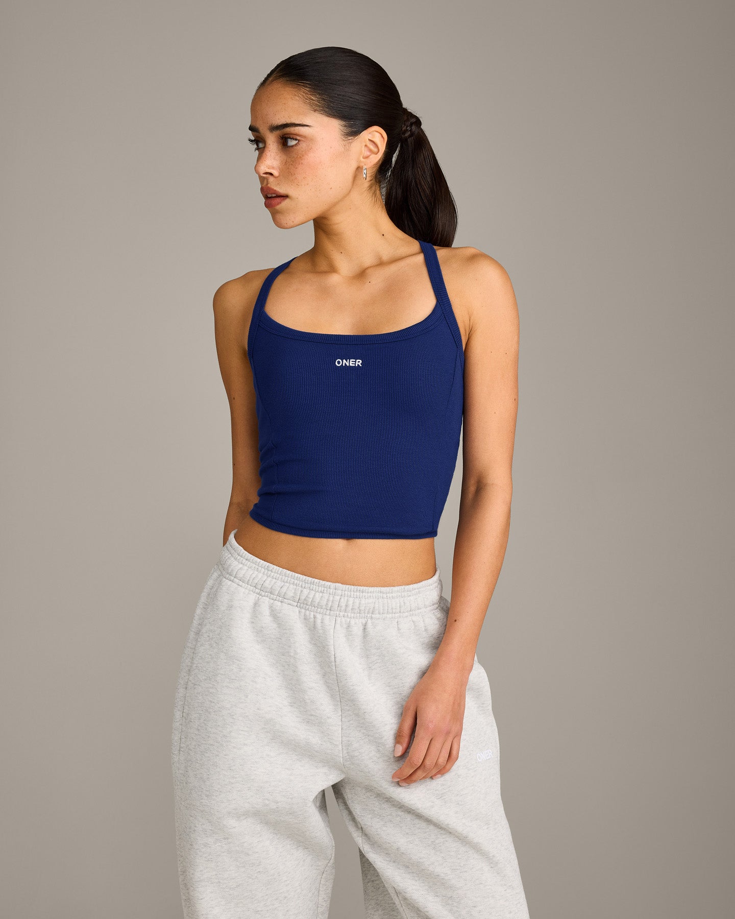 Mellow™ Rib Racer Back Mid Vest with Built in Bra Shelf | Varsity Blue