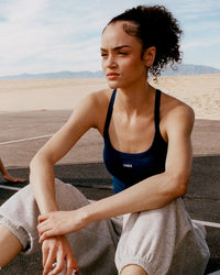 Mellow™ Rib Racer Back Mid Vest with Built in Bra Shelf | Varsity Blue