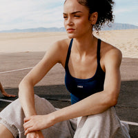 Mellow™ Rib Racer Back Mid Vest with Built in Bra Shelf | Varsity Blue