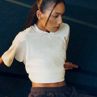 Oversized V Neck T-Shirt with Oner Graphic | Off White