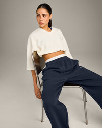 Oversized V Neck T-Shirt with Oner Graphic | Off White