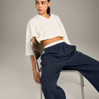 Oversized V Neck T-Shirt with Oner Graphic | Off White