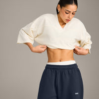 Oversized V Neck T-Shirt with Oner Graphic | Off White