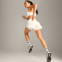 UnifiedMove Double Layer Shorts 5" with Reflective Logo | Marshmallow White