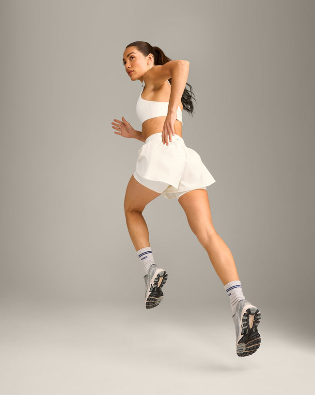 UnifiedMove Double Layer Shorts 5" with Reflective Logo | Marshmallow White