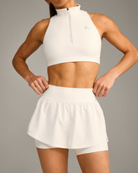 UnifiedMove Double Layer Shorts 5" with Reflective Logo | Marshmallow White