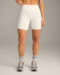 UnifiedMove™ High Waisted Shorts 6" with Reflective Logo | Marshmallow White