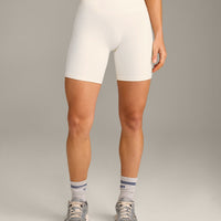 UnifiedMove™ High Waisted Shorts 6" with Reflective Logo | Marshmallow White