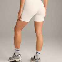 UnifiedMove™ High Waisted Shorts 6" with Reflective Logo | Marshmallow White