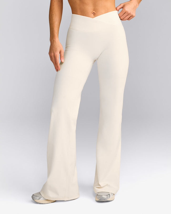 UnifiedMove™ Wrap Flared Trousers with Reflective Logo | Marshmallow White