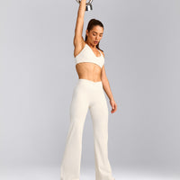UnifiedMove™ Wrap Flared Trousers with Reflective Logo | Marshmallow White